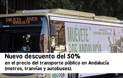 Nuevo descuento del 50% en el precio del transporte público en Andalucía (metros, tranvías y autobuses)