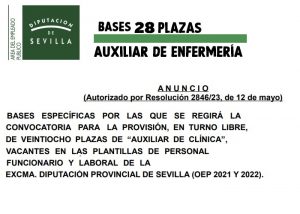 plazas auxiliar enfermería Diputación Sevilla