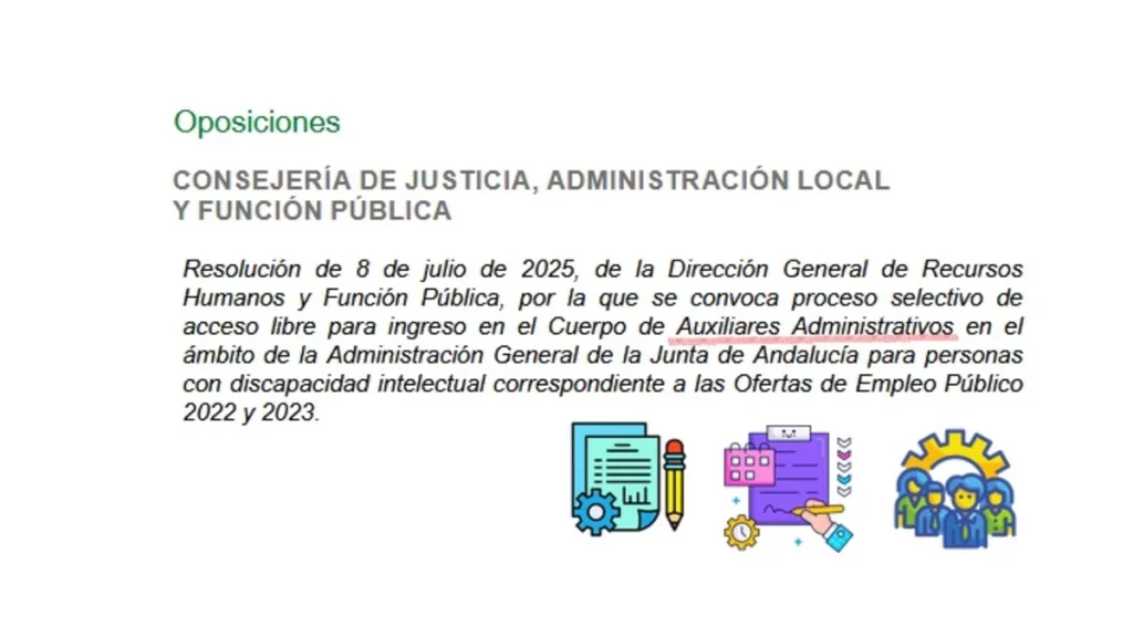 plazas Auxiliares Administrativos Junta de Andalucía