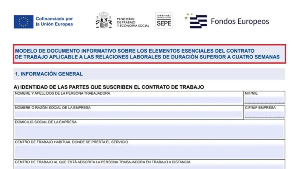 modelo informativo SEPE contrato